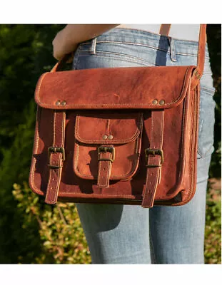 Men's Real Genuine Vintage Leather Satchel Messenger New Laptop Briefcase Bag • $80