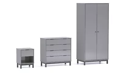 Grey Pine Modern Bedroom Wardrobe Set • £499