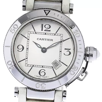 CARTIER Pasha Sea Timer W3140002 Date Silver Dial Quartz Ladies Watch_804060 • $1872