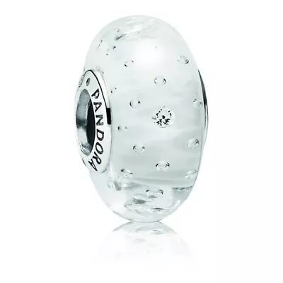 Genuine PANDORA White Fizzle Effervescence Glass Murano Charm 791617CZ RETIRED • £14.55