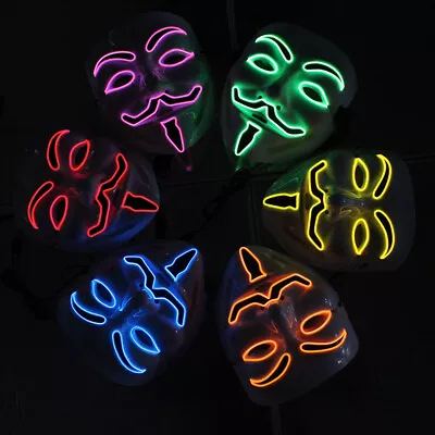 $4.99 • Buy V For Vendetta LED Light Up Hacker Mask EDC Night Club Rave Costume Party Props