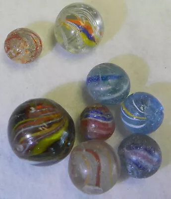 #18088m Vintage Group Of 8 Rough German Handmade Marbles • $54.99