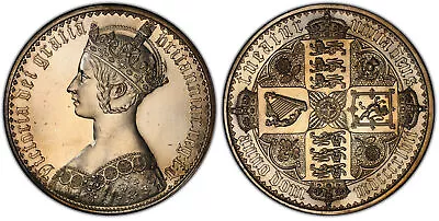 GREAT BRITAIN Victoria 1847 AR (Pure Silver .999 Fine) Gothic Crown. PCGS PR63 • $60375