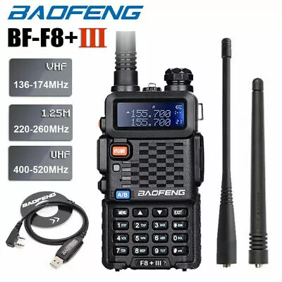 $44.64 • Buy Baofeng Bf-f8+ Iii Tri-band Walkie Talkies Long Range Two Way Ham Radio + Cable