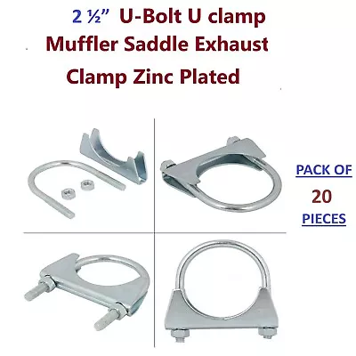 2 1/2  Inch U-Bolt U Clamp Muffler Saddle Exhaust Clamp Pack Of 20X Zinc Plated • $25.44