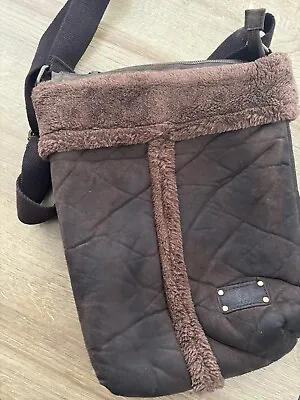 UGG Shearling Distressed Leather Small Crossbody Satchel Bag Shoulder  • £20