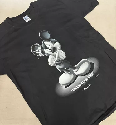 Vintage Mickey Mouse 00s It's Good To Be King Black T Shirt Sz L Disney Florida • $19.99