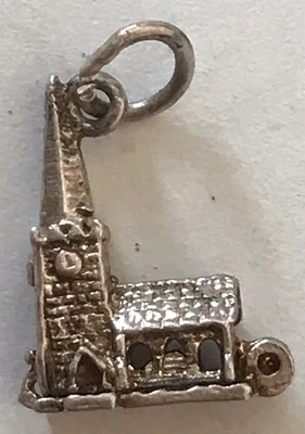£5 • Buy Vintage Sterling Silver Small Church Opens Bracelet Charm 1.47g