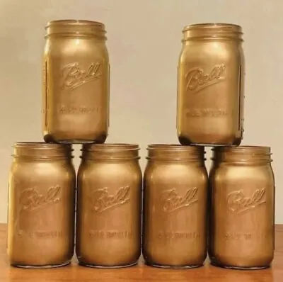 Ball Mason Jar Gold Metallic Decorative Home/Wedding Centerpiece Table Decor 1QT • $10