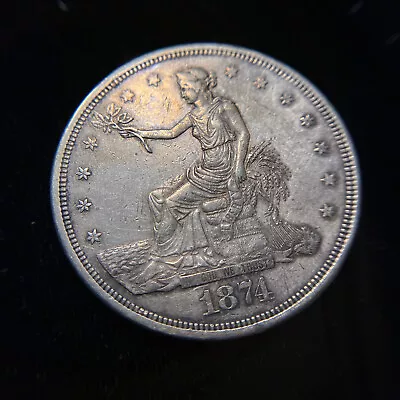 1874 CC Trade Silver Dollar AU+ Rare Key Date T$1 • $1190