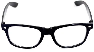 Retro Nerd Fashion Unisex Eyewear Clear Lens Fake Eye Glasses BLACK Frame Unisex • £5.95