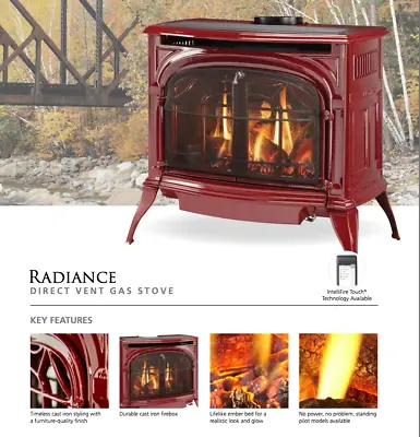 Vermont Casting Radiance DV Gas Stove Bordeaux Enamel - RADVTBDSB • $4259