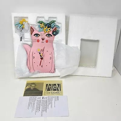 Michelle Allen Designs Pretty Kitty Pink Pendulum Kitchen Wall Clock P2160 • $59.99