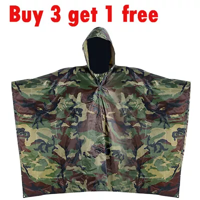 US Tactical Rain Poncho-Army Military Poncho Shelter-Waterproof Ripstop Camping • $18.99