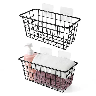 2PCS Metal Wire Storage BasketsHanging Wall Pantry Bins For Kitchen No Drilling • $15.79