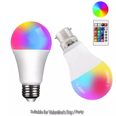 E27 B22 RGB LED Light 10W Bulb 16 Colour Changing Remote Control Bayonet Lamp • $10.76