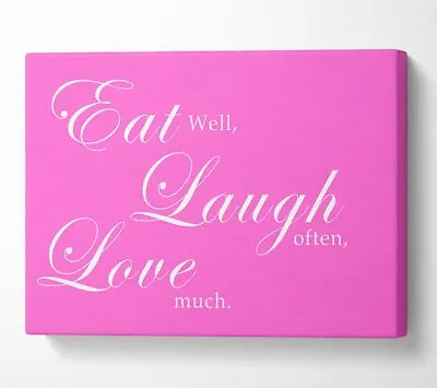 £68.99 • Buy Kitchen Quote Eat Laugh Love Vivid Pink Canvas Wall Art Home Decor Large Print
