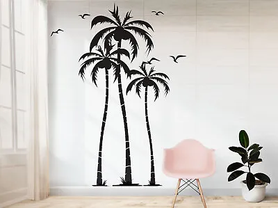 Palm Tree Decal Sticker Seagulls Birds Beach House Holiday Tropical Nursery • $24.99