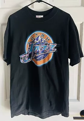 Vintage Utah Jazz Shirt Mens Large Black Basketball NBA Sports Logo 90s Fanzz • $30