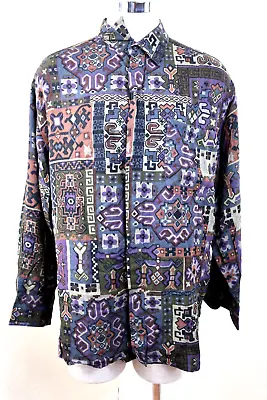 Vintage LANVIN Boutique Rayon Wool Tribal Long Sleeve Top Shirt Blouse M 5 6 7 • $192