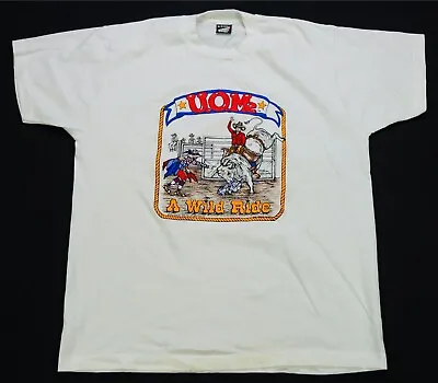 Rare VTG U.O.Me A Wild Ride 1991 Bull Riding Single Stitch T Shirt 80s 90s 2XL • $24.99