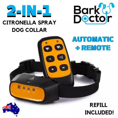 2-IN-1 AUTOMATIC+REMOTE SPRAY 2-DOG TRAINING CITRONELLA BARK ECOLLAR Plus REFILL • $235