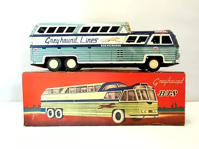 Vintage Greyhound Lines Tin Metal Friction Bus M-732 Scenicruiser W/ Box Japan • $105