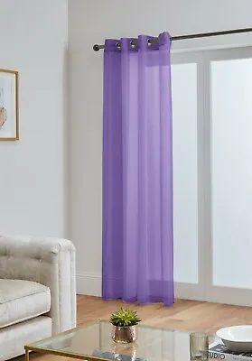 Voile Curtains With Eyelet Ring Top Heading - Net Voile Curtain - Lucy Panel • £9.25