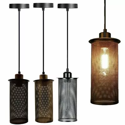 Metal Lampshade E27 Retro Ceiling Pendant Vintage Lighting Wire Cage Lamp Kit UK • £8.91