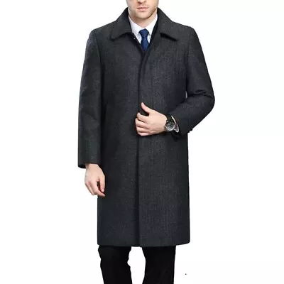 £14.99 • Buy PROFESSIONAL Men Boys Long Coat Jacket Warm Winter Black Grey Single Breasted UK