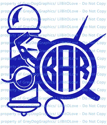 Custom Yeti Sized Barber Shop Monogram Decal Your Initials 3 Letters Sticker • $2.49