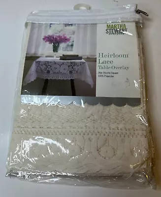 NIP Martha Stewart Heirloom Lace Tablecloth Overlay Antique Ivory 36  Square • $8.10