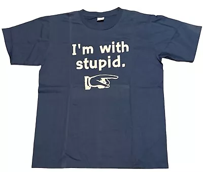 New ANURUK WEAR  ‘I’m With Stupid’ Blue Short Sleeved T-shirt Large • £16