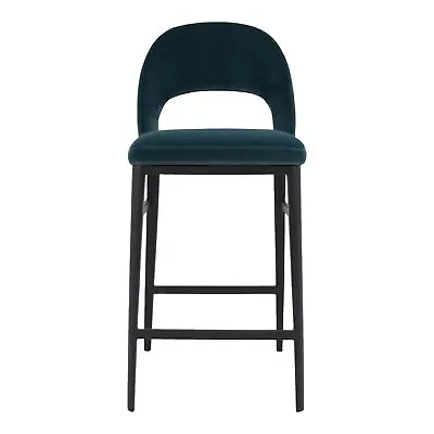 Moe's Home Collection's Roger Counter Stool Teal Velvet • $539