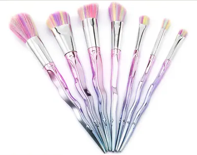 7pcs Unicorn Pink Diamond Twist Makeup Brush Set Foundation Eye Face Brushes Kit • $37.84