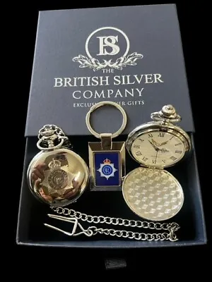 MET POLICE Pocket Watch ID Card Case Engraved NEW KINGS Crest Officer Gift Set • £44.95