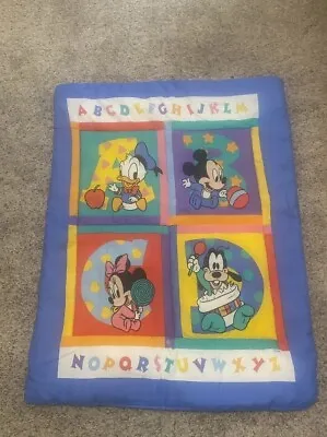 Vintage Disney Baby Mickey Minnie Mouse Donald Goofy ABC Blanket Crib Comforter • $18