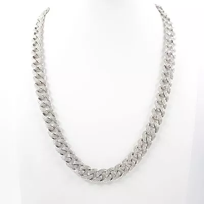 925 Sterling Silver Moissanite Curb 12mm Chain Link Men's Necklace 22in (128g)  • $489.96