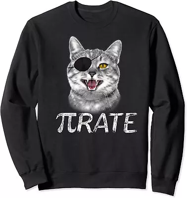 Funny Pi Day Math Science Cat Pirate Unisex Crewneck Sweatshirt • $26.99