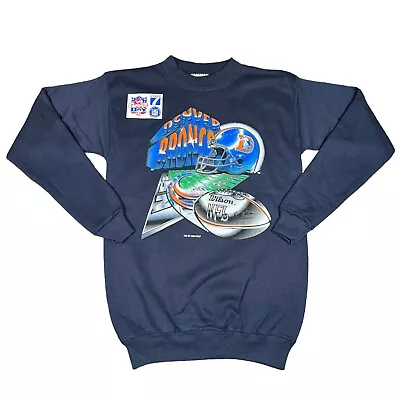 Nfl Denver Broncos Sweatshirt Boys Large 14/16 Vintage Blue • $35