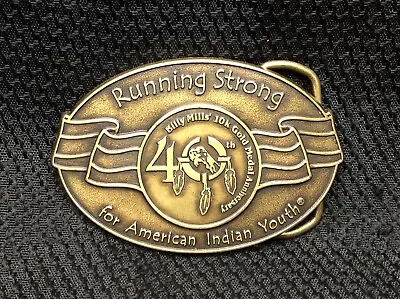 Billy Mills Running Strong 10K Olympic Gold Medal 40th Indian Youth Belt Buckle • $10.99