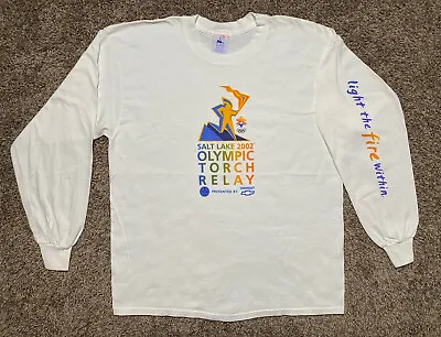 Vintage Olympic Shirt Men Size XL 2002 Salt Lake Olympic Torch Relay Long Sleeve • $25