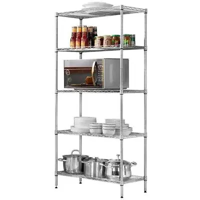 5-Tier Metal Wire Rack Free Standing Shelving Unit Adjustable Heavy Duty Storage • $35.99