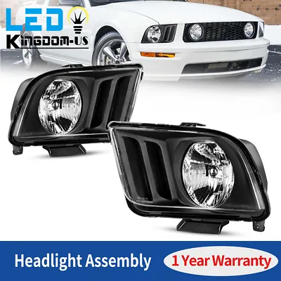 Headlights For 2005 2006 2007 2008 2009 Ford Mustang Black Housing CLear Lens • $51.90