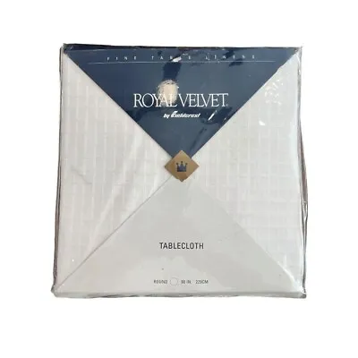 Royal Velvet By Fieldcrest Tablecloth 90  Round Shape White New • $33