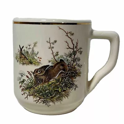 Vintage Wild Hare Rabbit Bunny GEORGE Mustache Mug Transfer-ware Ceramic Large • $12