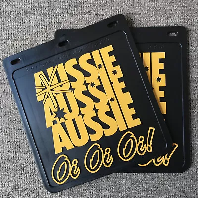 2 X Mudflap Black 9x10 230x245 4x4 4WD UTE Trailer Mud Flap CAT YELLOW PRINT • $34.50