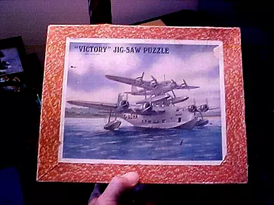 WW 2 VICTORY Jig-Saw Puzzle 300 Plywood Pcs W/Amphibious War Airplanes On BOX • $45