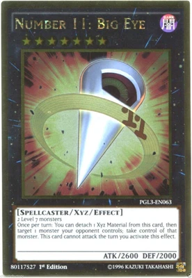 $9 • Buy YUGIOH PGL3-EN063 Number 11: Big Eye - Gold Secret Rare 1st Edition NM
