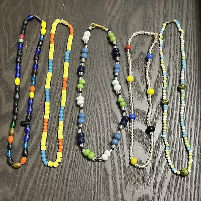 RARE Czechoslovakia Czech Mardi Gras Glass Beads - Necklaces Lot Of 5- Vintage • $30